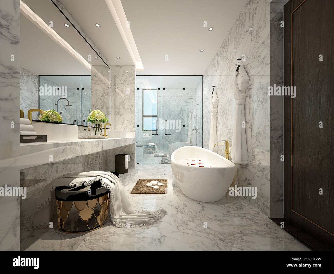 3d render luxury bathroom Stock Photo - Alamy