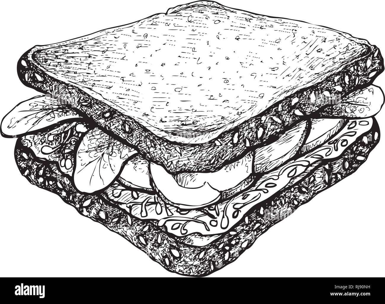 Sandwich sketch logo, typography - Stock Image - Everypixel