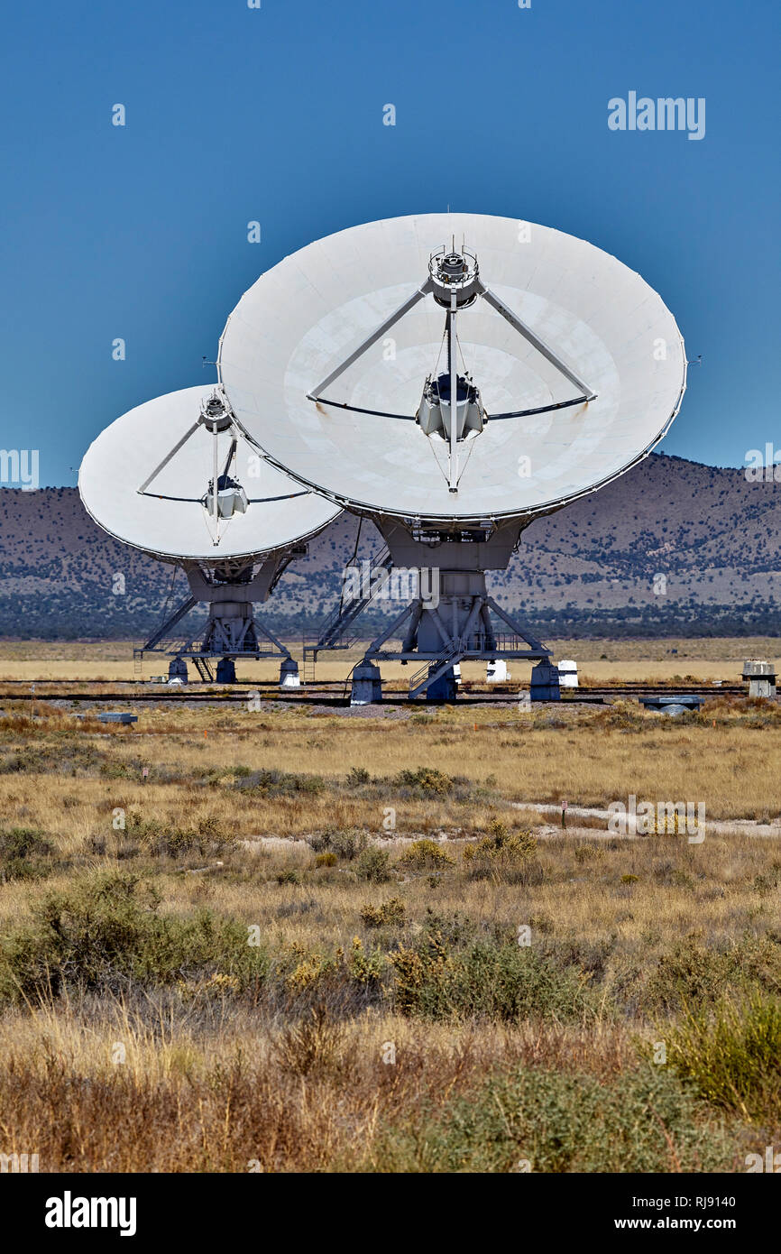 Radio astronomy antenna, dishes, at the Very Large Array, VLA, New Mexico, USA Stock Photo