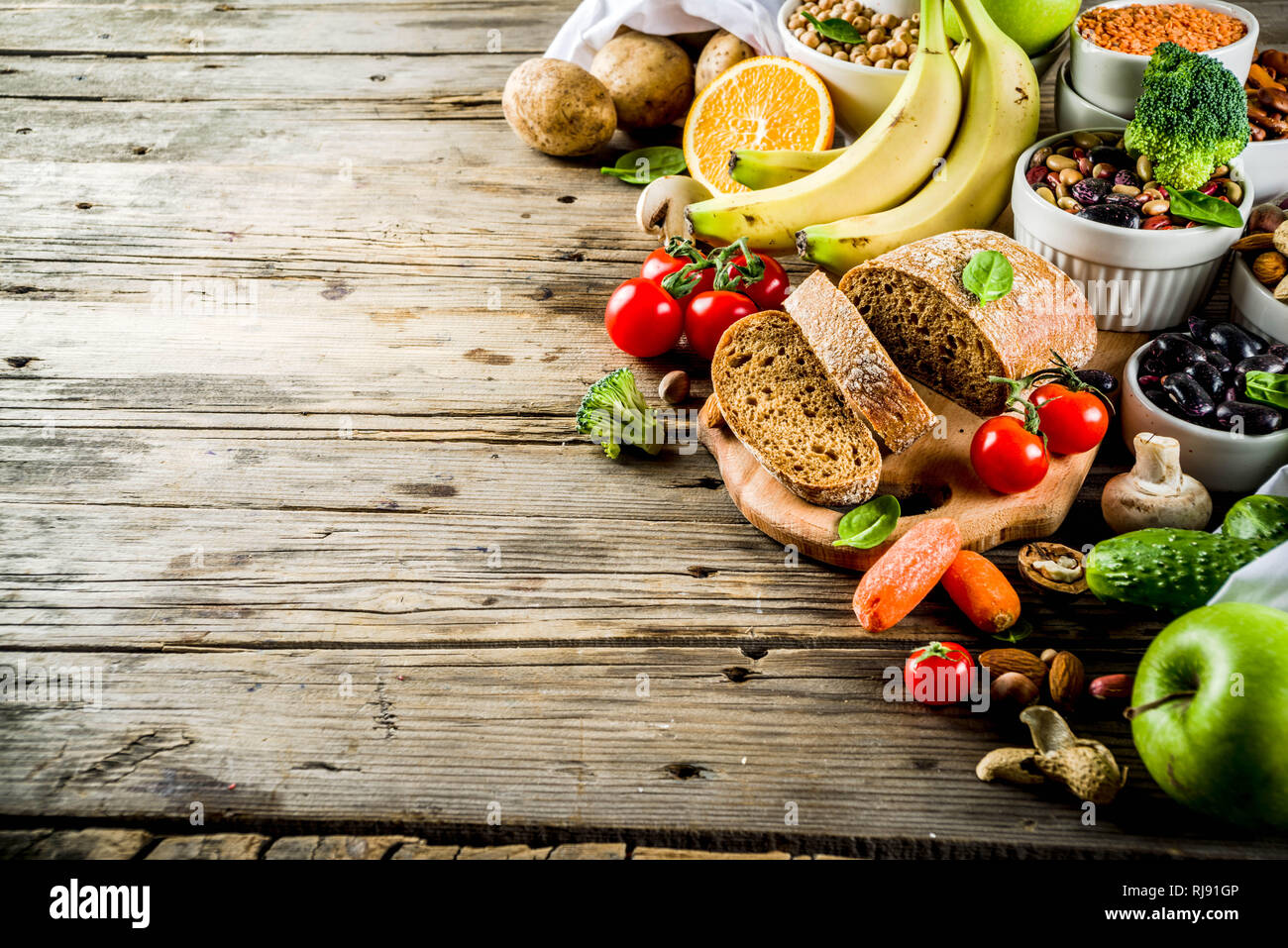 Healthy food. Selection of good carbohydrate sources, high fiber rich