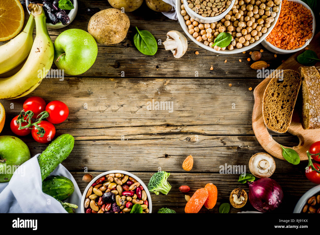 Healthy food. Selection of good carbohydrate sources, high fiber rich