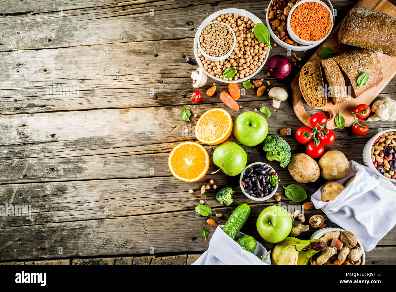 Healthy food. Selection of good carbohydrate sources, high fiber rich