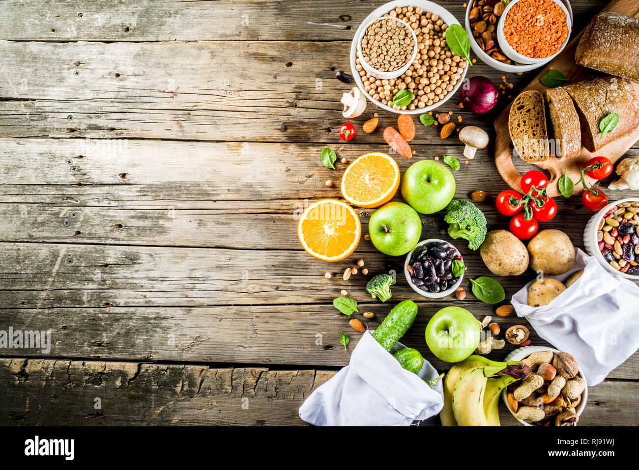 Healthy food. Selection of good carbohydrate sources, high fiber rich