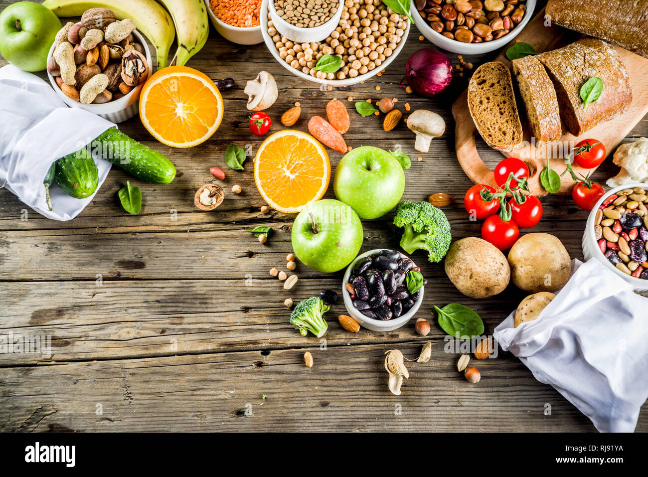 Healthy food. Selection of good carbohydrate sources, high fiber rich