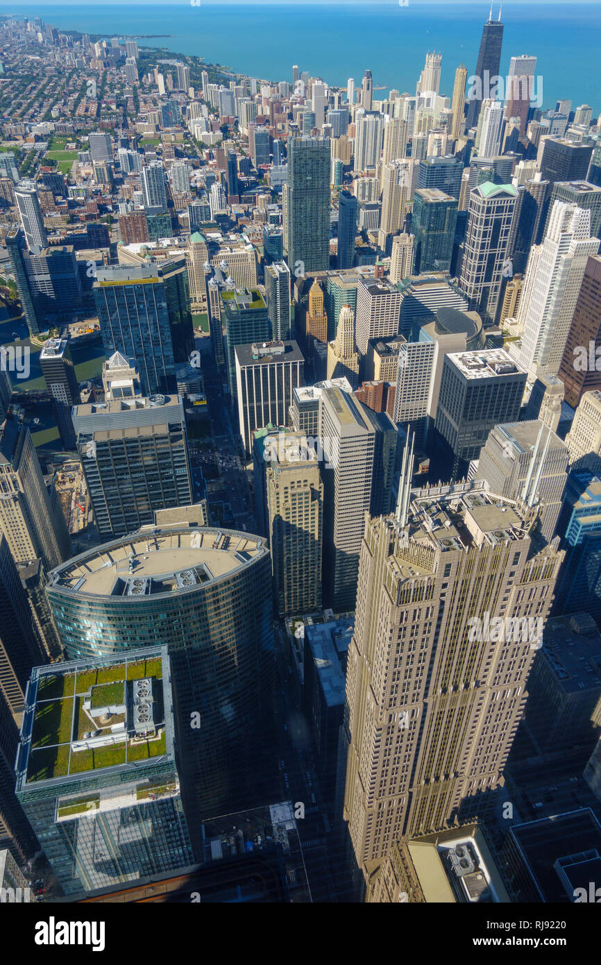 Chicago downtown skyscrapers aerial skyline Stock Photo - Alamy