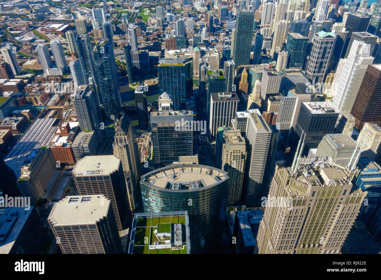 Chicago downtown skyscrapers aerial skyline Stock Photo - Alamy