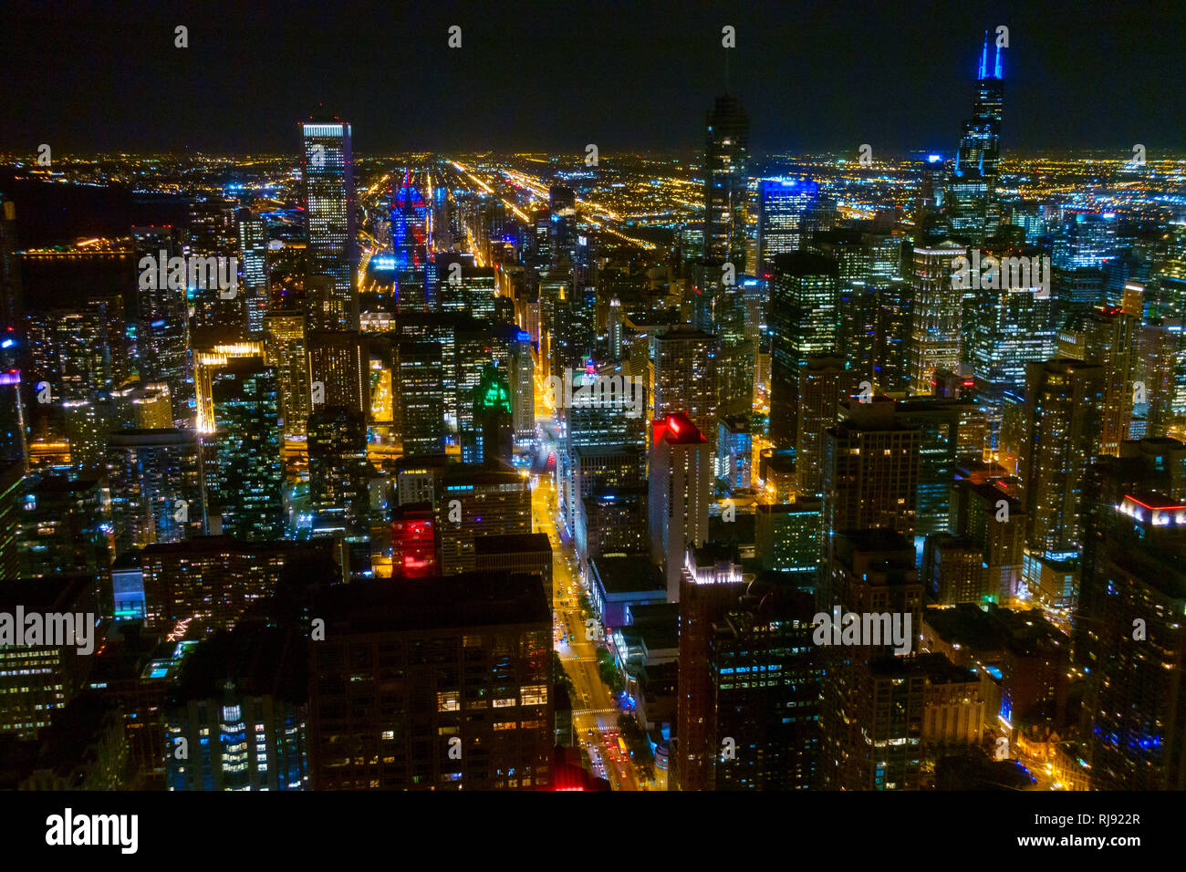 Chicago downtown skyscrapers aerial skyline panorama Stock Photo - Alamy
