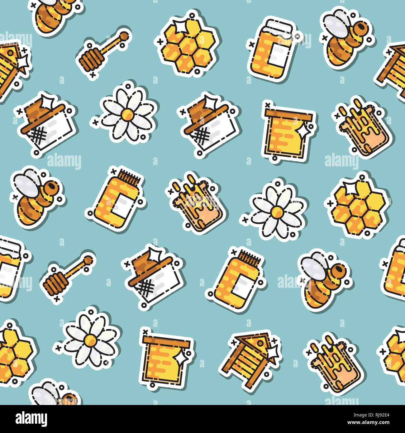 Apiary icons pattern. Vector illustration EPS 10 Stock Vector