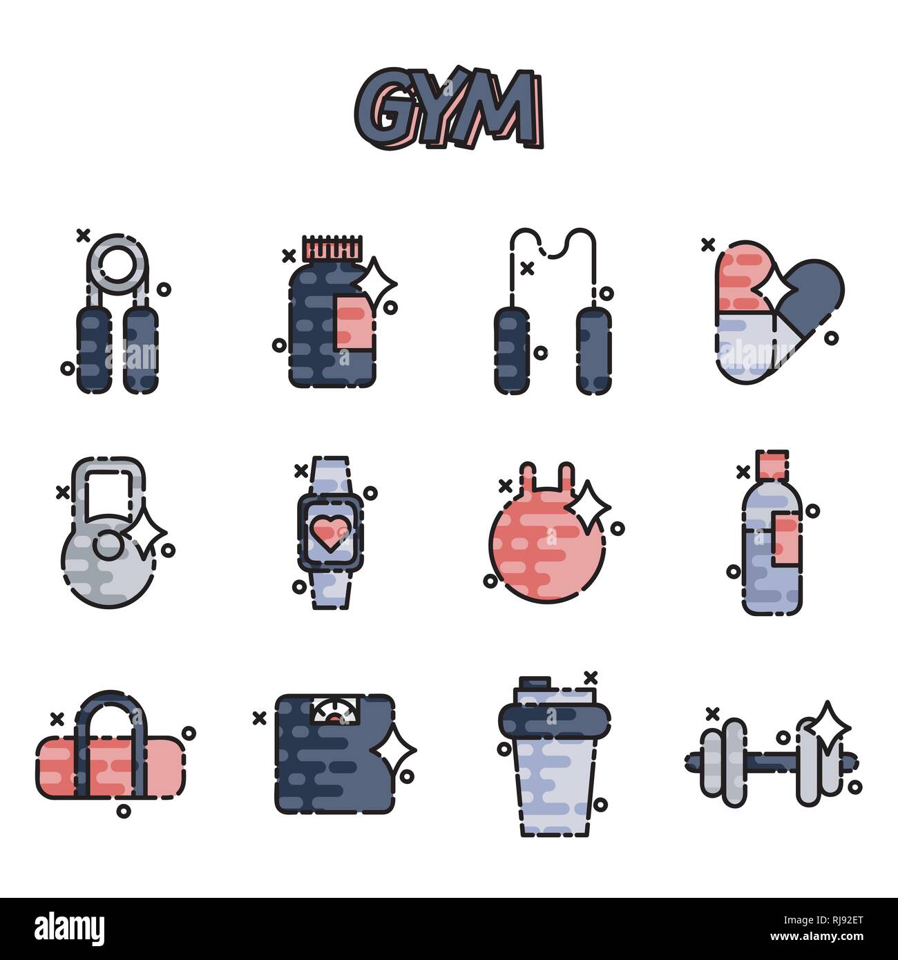 Gym training flat icons hi-res stock photography and images - Alamy