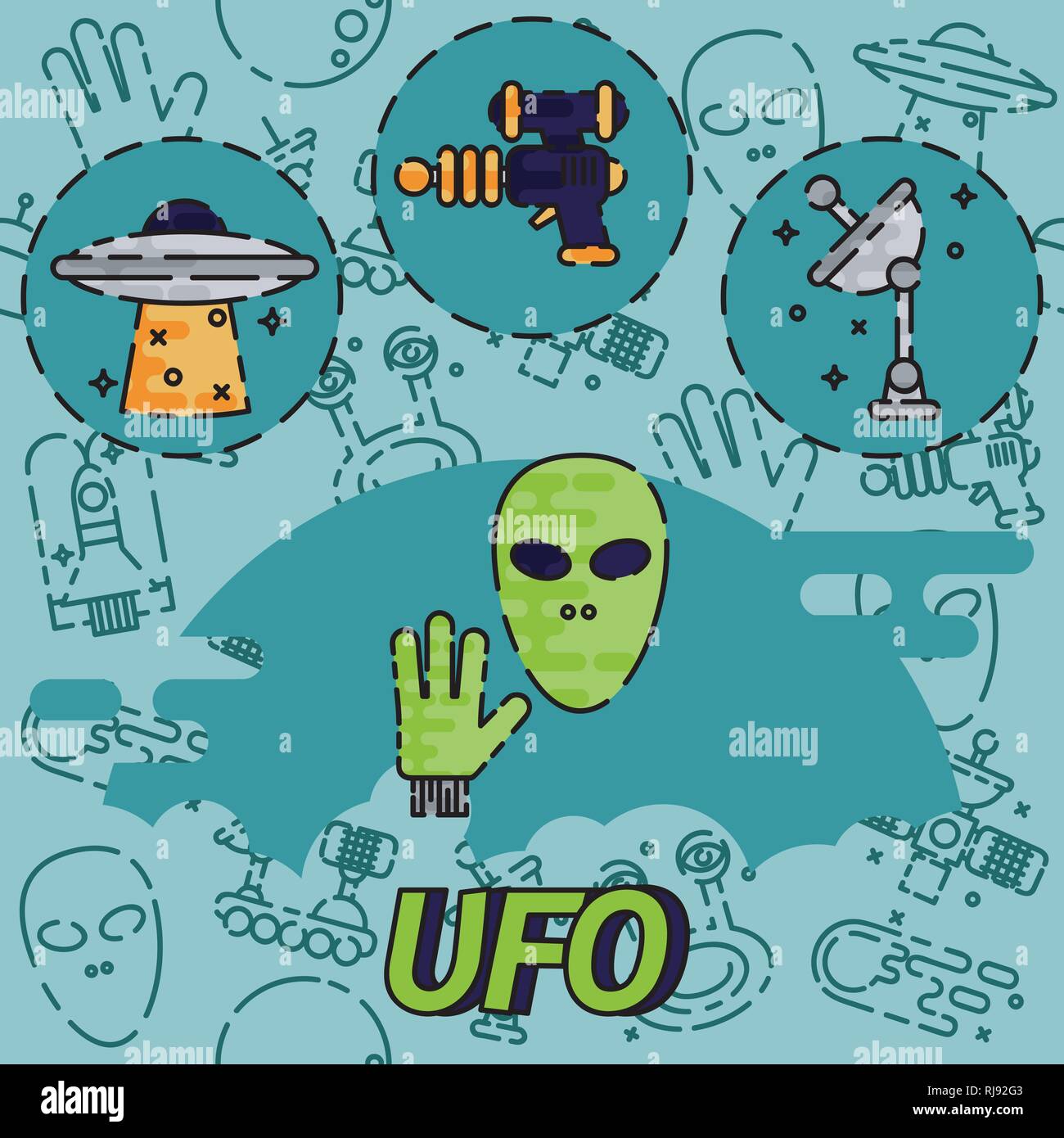 UFO flat concept icon. Vector illustration, EPS 10 Stock Vector