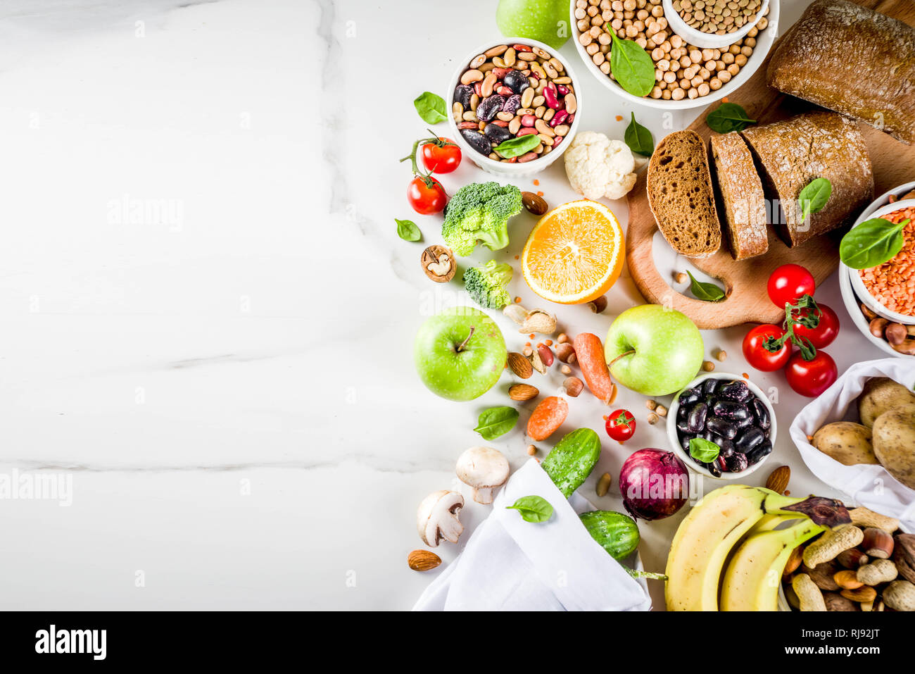 Healthy food. Selection of good carbohydrate sources, high fiber rich