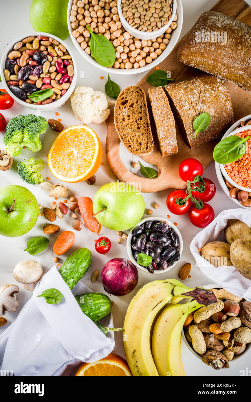 Healthy food. Selection of good carbohydrate sources, high fiber rich