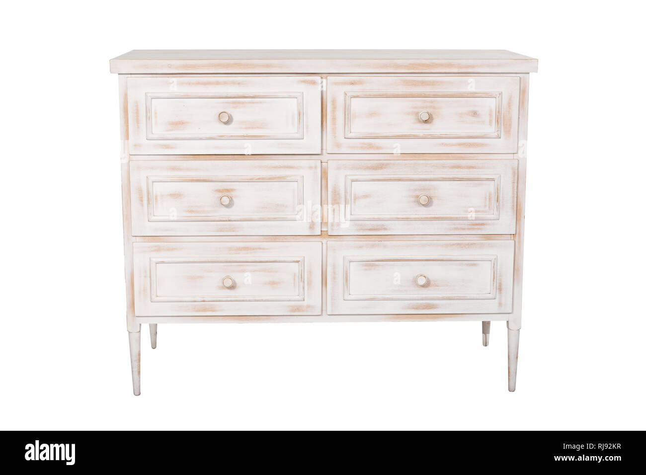 White wooden chest of drawers isolated on white background Stock Photo ...