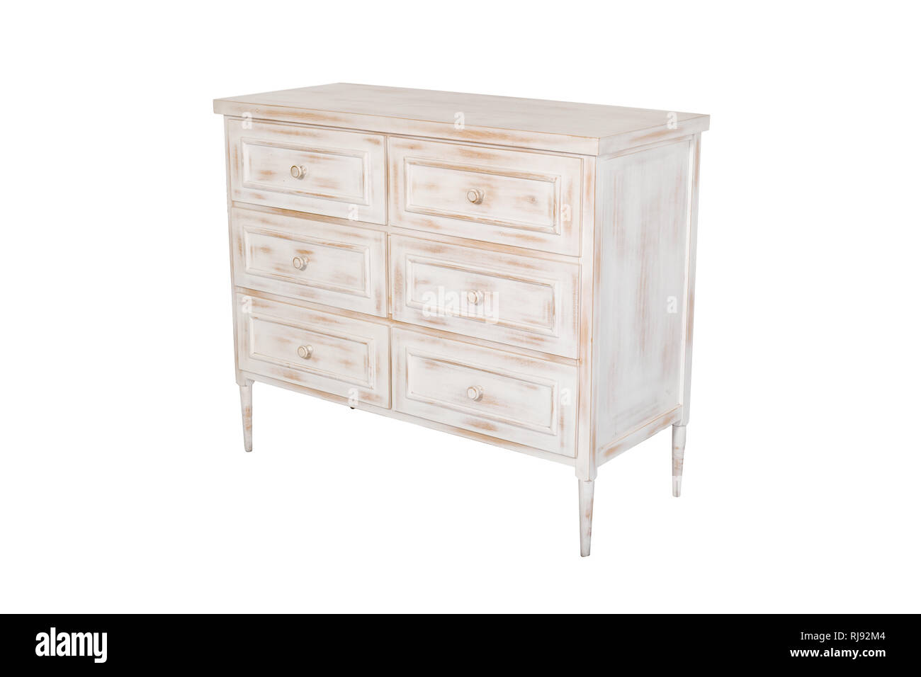 White wooden chest of drawers isolated on white background Stock Photo ...