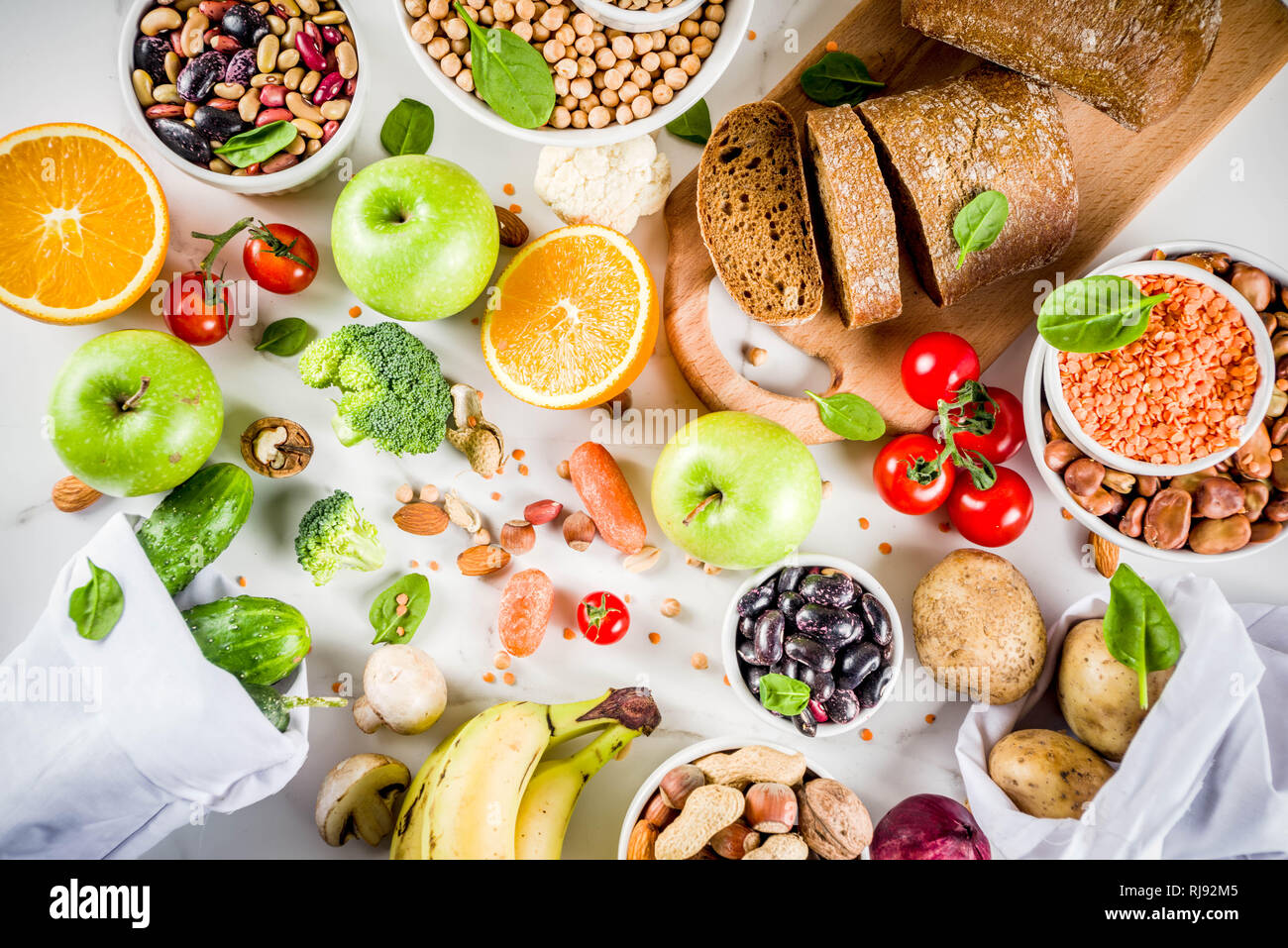 Healthy food. Selection of good carbohydrate sources, high fiber rich