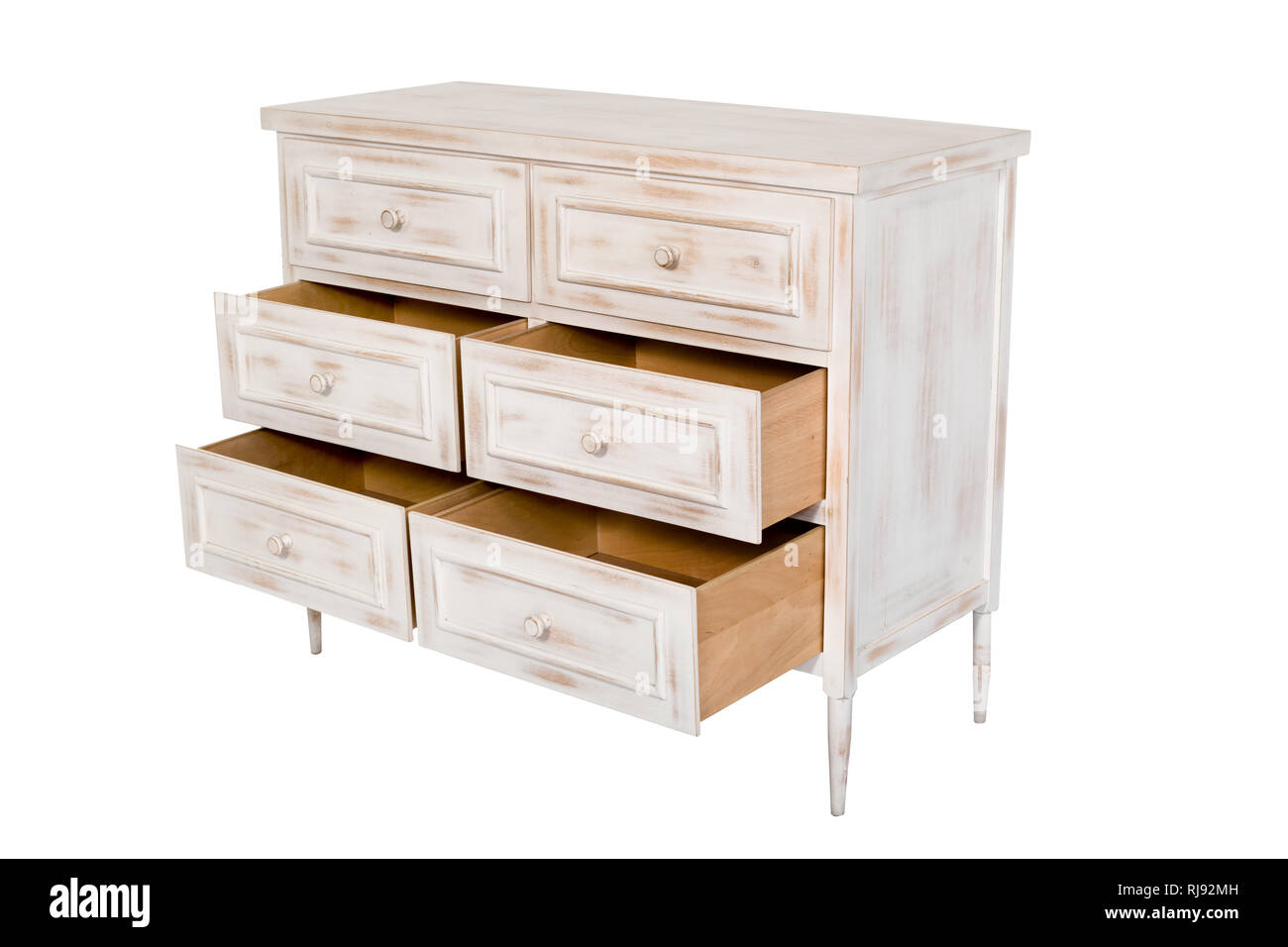 White wooden chest of drawers isolated on white background Stock Photo ...
