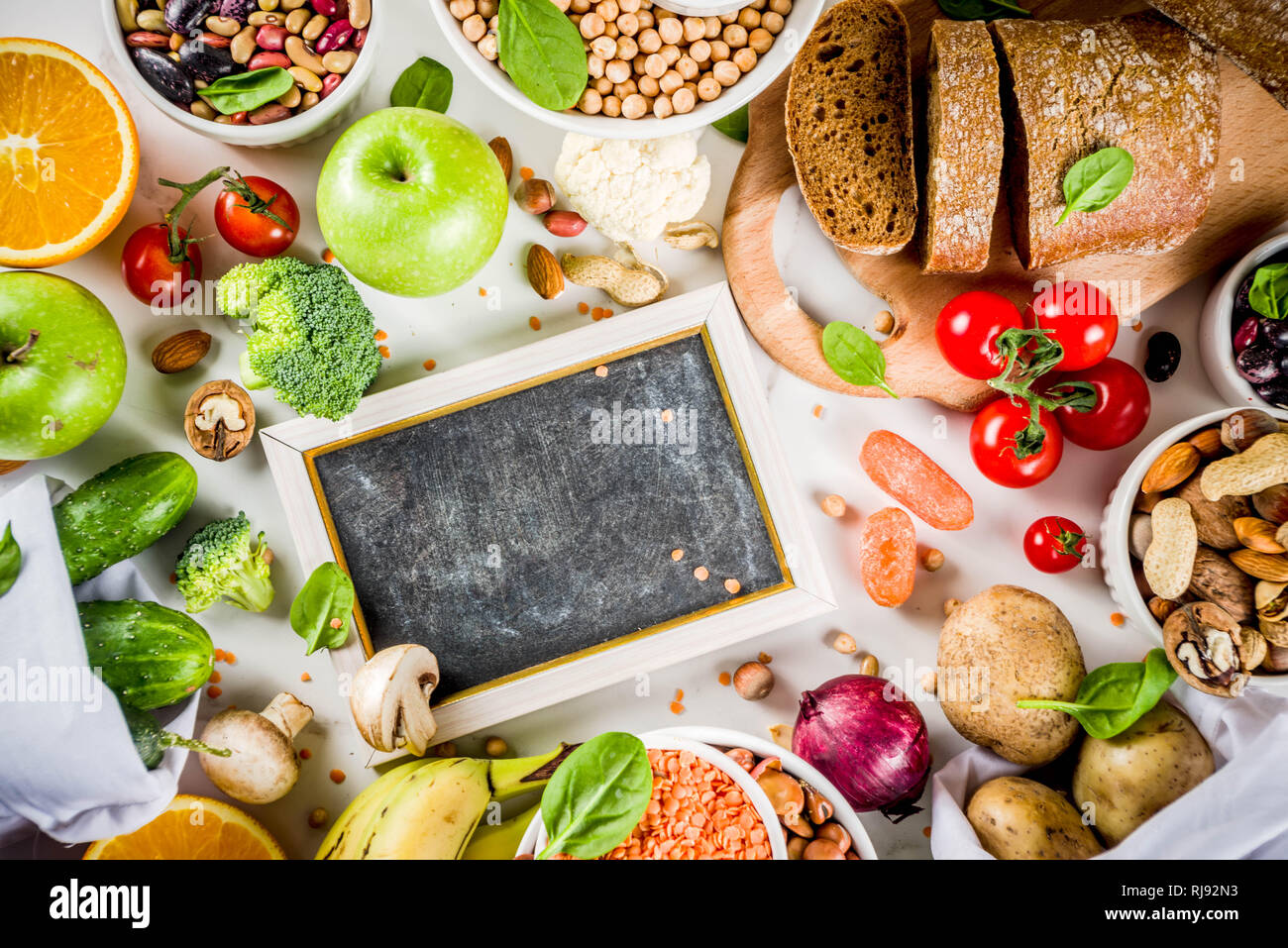 Healthy food. Selection of good carbohydrate sources, high fiber rich