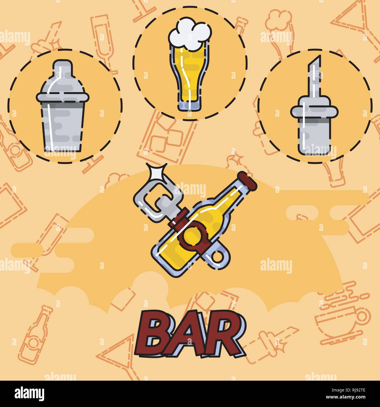 Bar flat concept icons. Vector illustration, EPS 10 Stock Vector