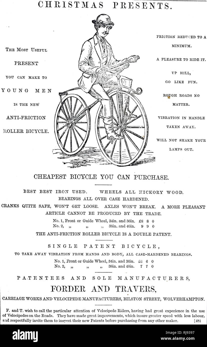 An advertisement for the cheapest bicycle that can be purchased. Dated 19th century Stock Photo