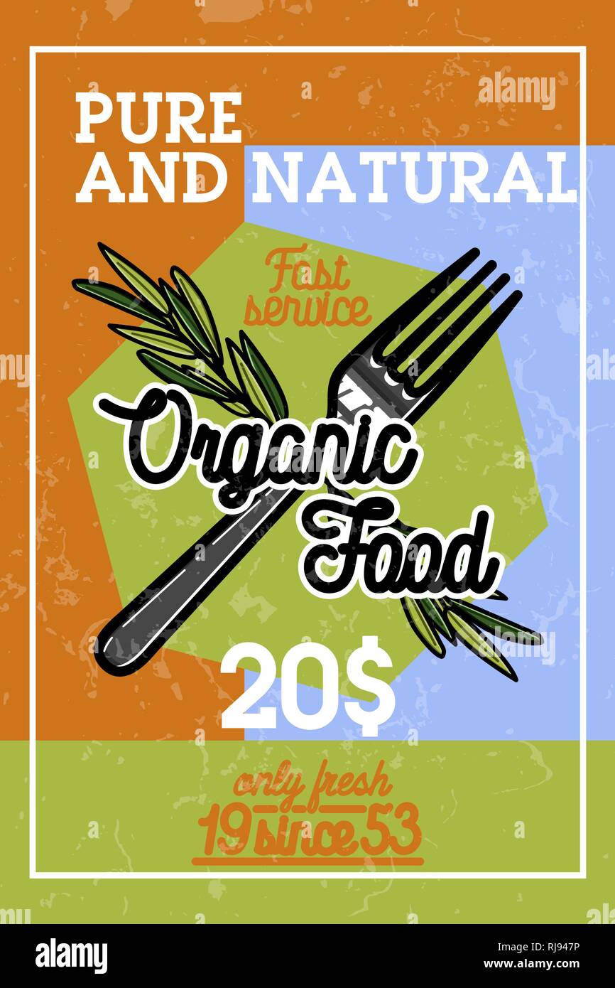 Color vintage organic food banner. Vector illustration, EPS 10 Stock ...