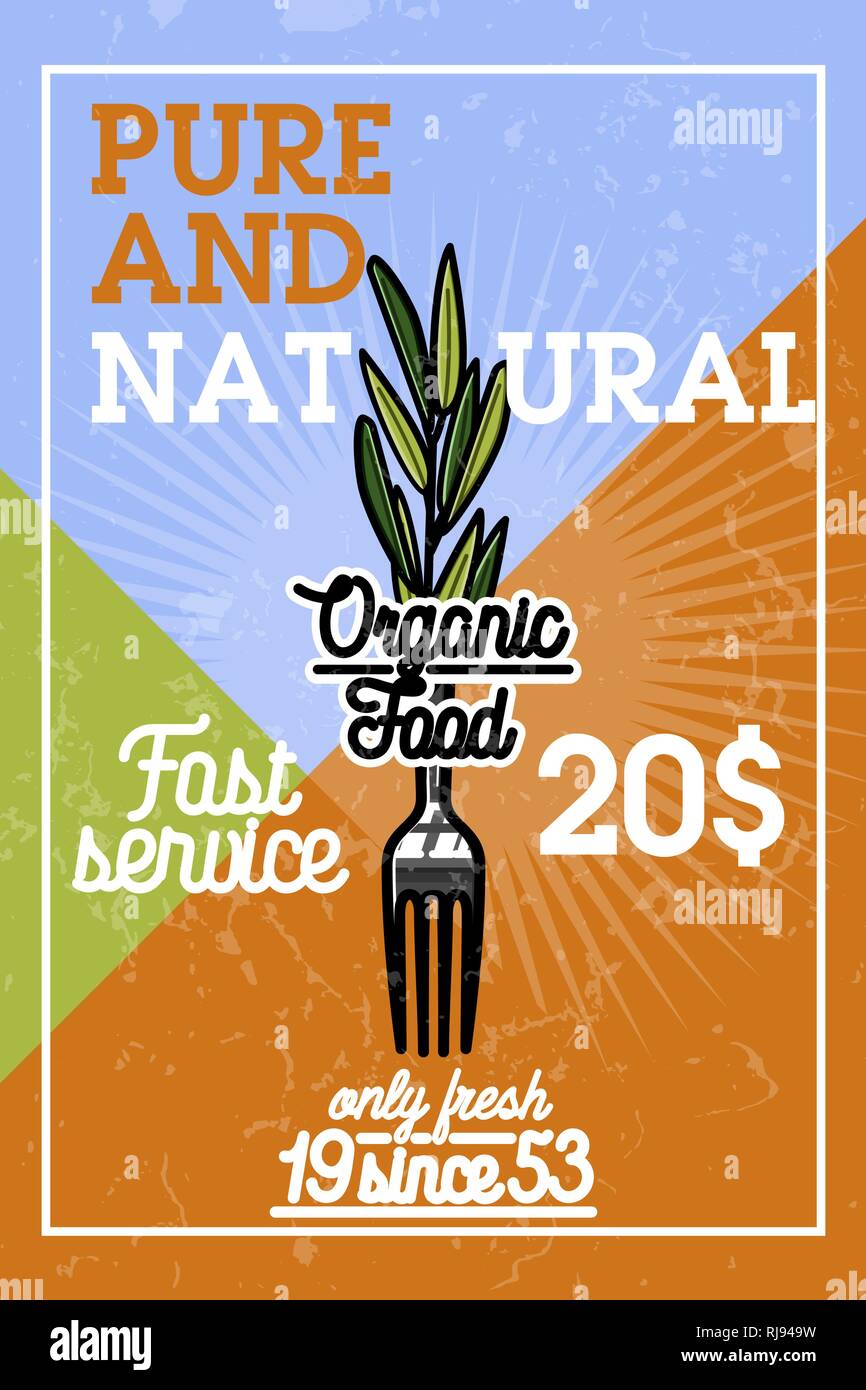 Color vintage organic food banner. Vector illustration, EPS 10 Stock ...