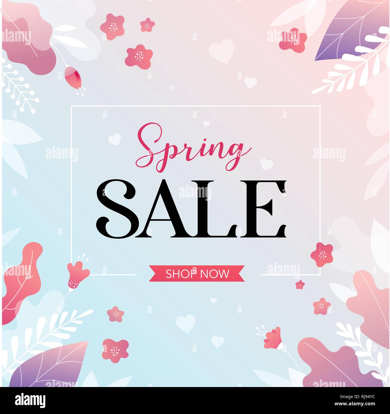 Spring sale background withcolorful flowers. Vector illustration Stock ...