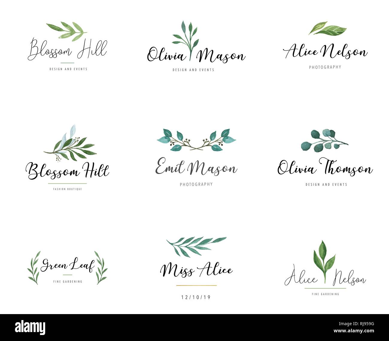 Elegant logos, Wedding monograms, hand drawn elegant, delicate collection Stock Vector