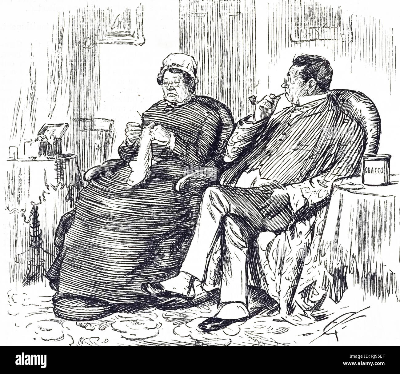 tobacco disinfectant A cartoon commenting on the disinfectant properties of tobacco used as  justification by the smoker. Dated 19th century Stock Photo