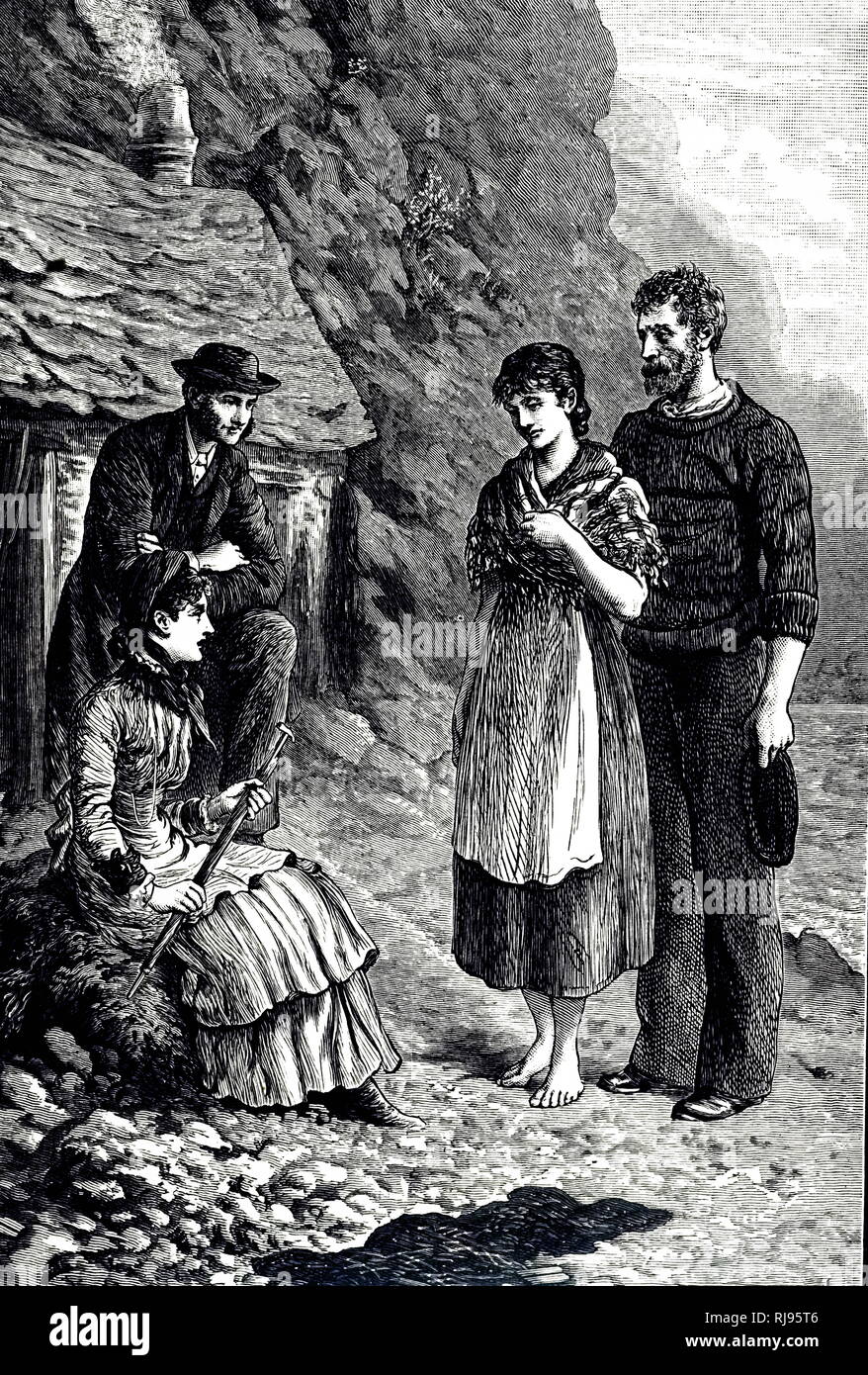 An engraving depicting the contrast between the labouring and professional classes during the Victorian era. Dated 19th century Stock Photo