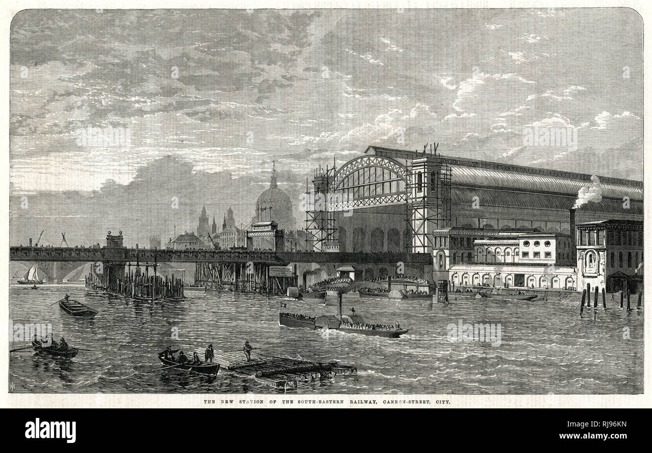 Building Cannon Street Station, London 1866 Stock Photo - Alamy