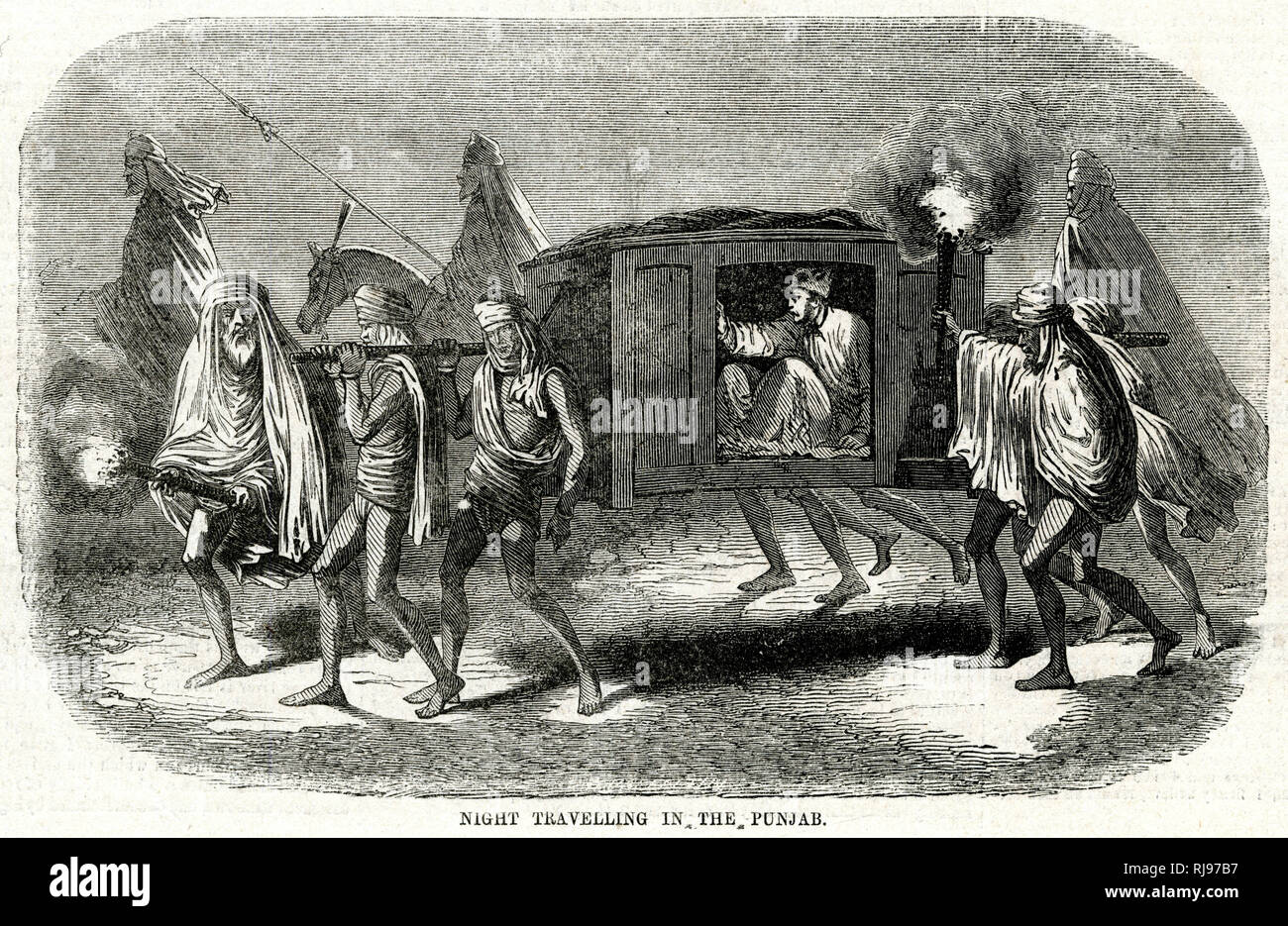 Night travelling in the Punjab 1857 Stock Photo