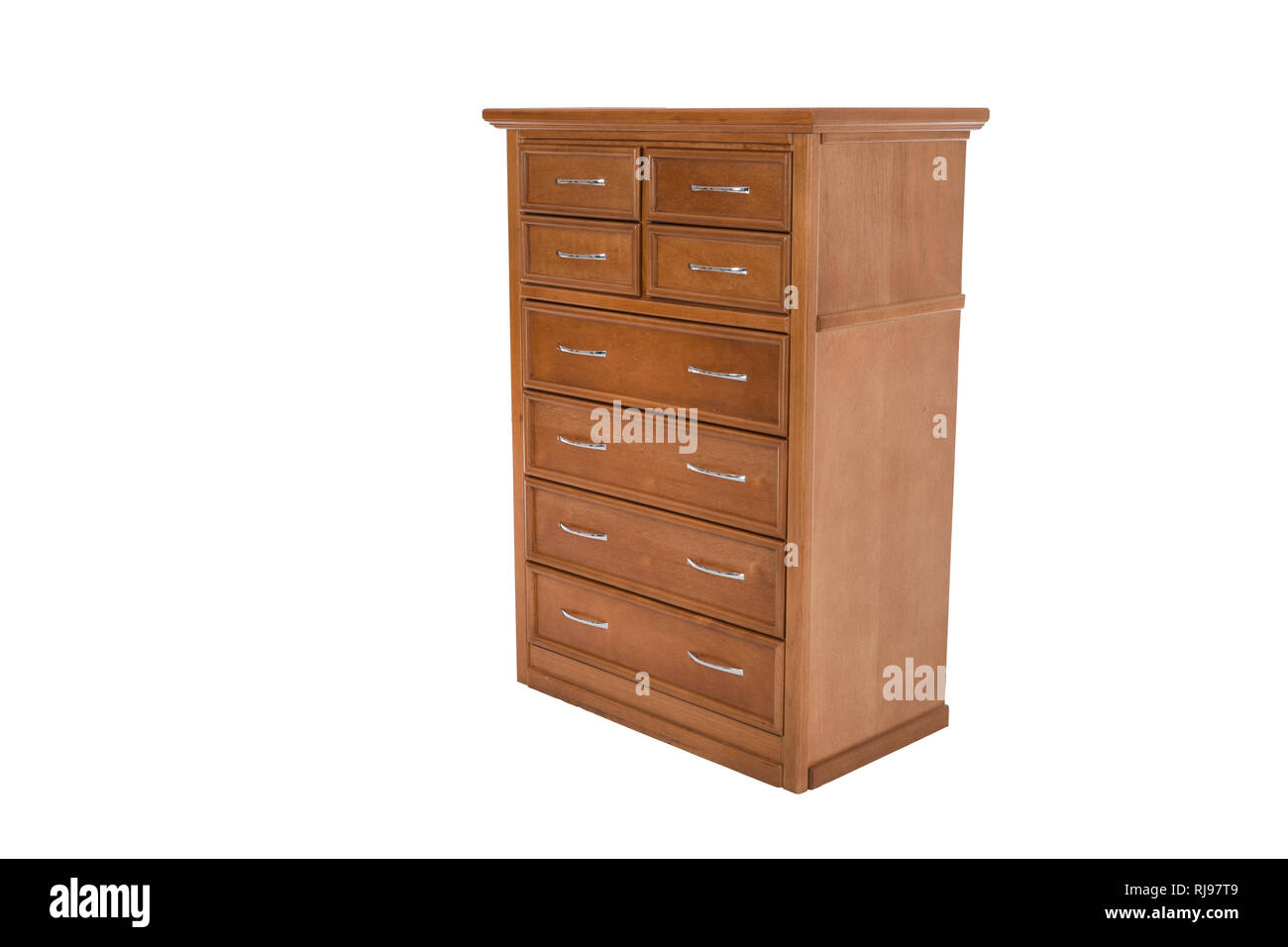 Wooden chest of drawers isolated on white background Stock Photo - Alamy