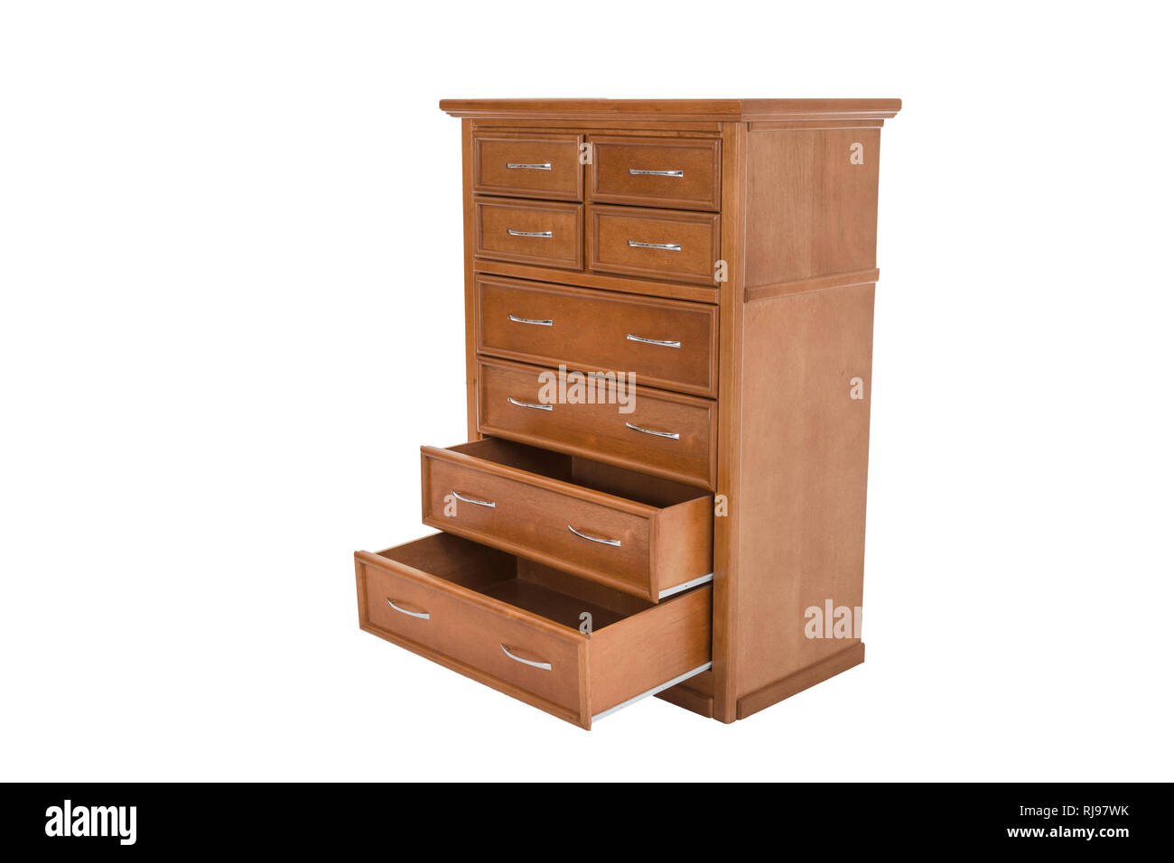 Wooden chest of drawers isolated on white background Stock Photo - Alamy
