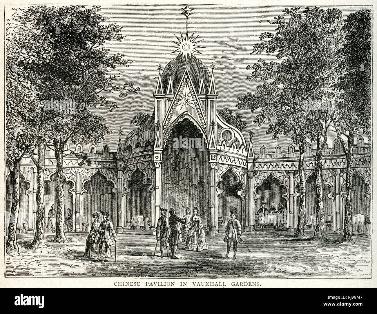 Chinese Pavilion in Vauxhall Gardens 1849 Stock Photo