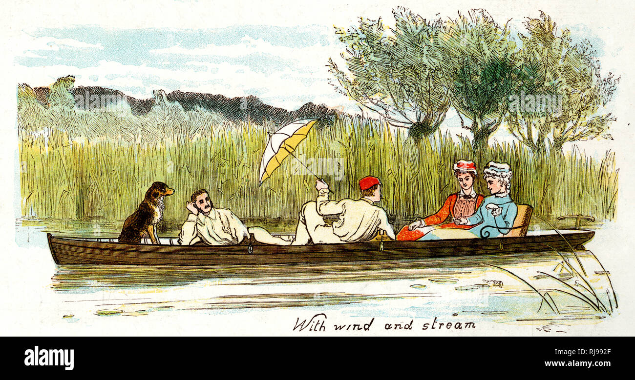 Download Two Gentlemen Take Two Ladies For A Row On The River The Dog Comes Too Stock Photo Alamy