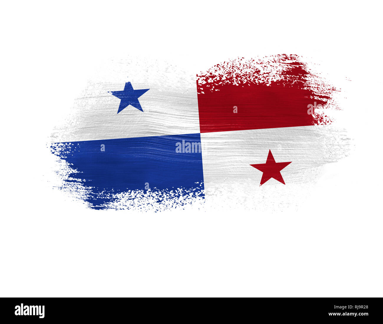 brush painted flag of Panama isolated on white background. Stock Photo