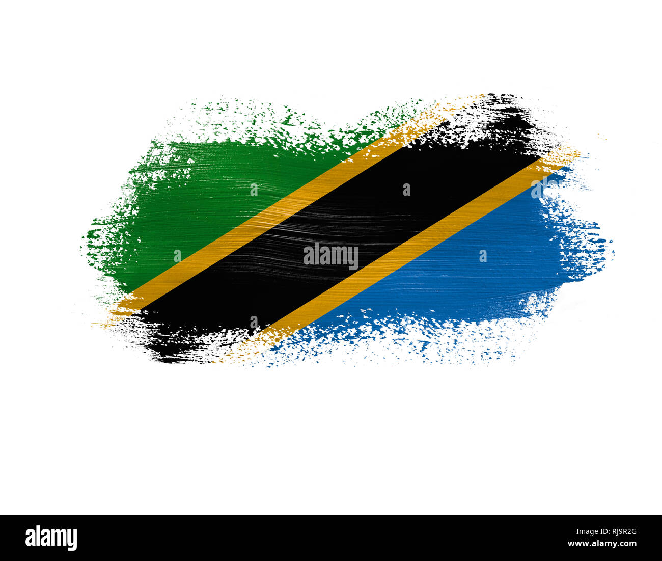 brush painted flag of Tanzania isolated on white background Stock Photo ...