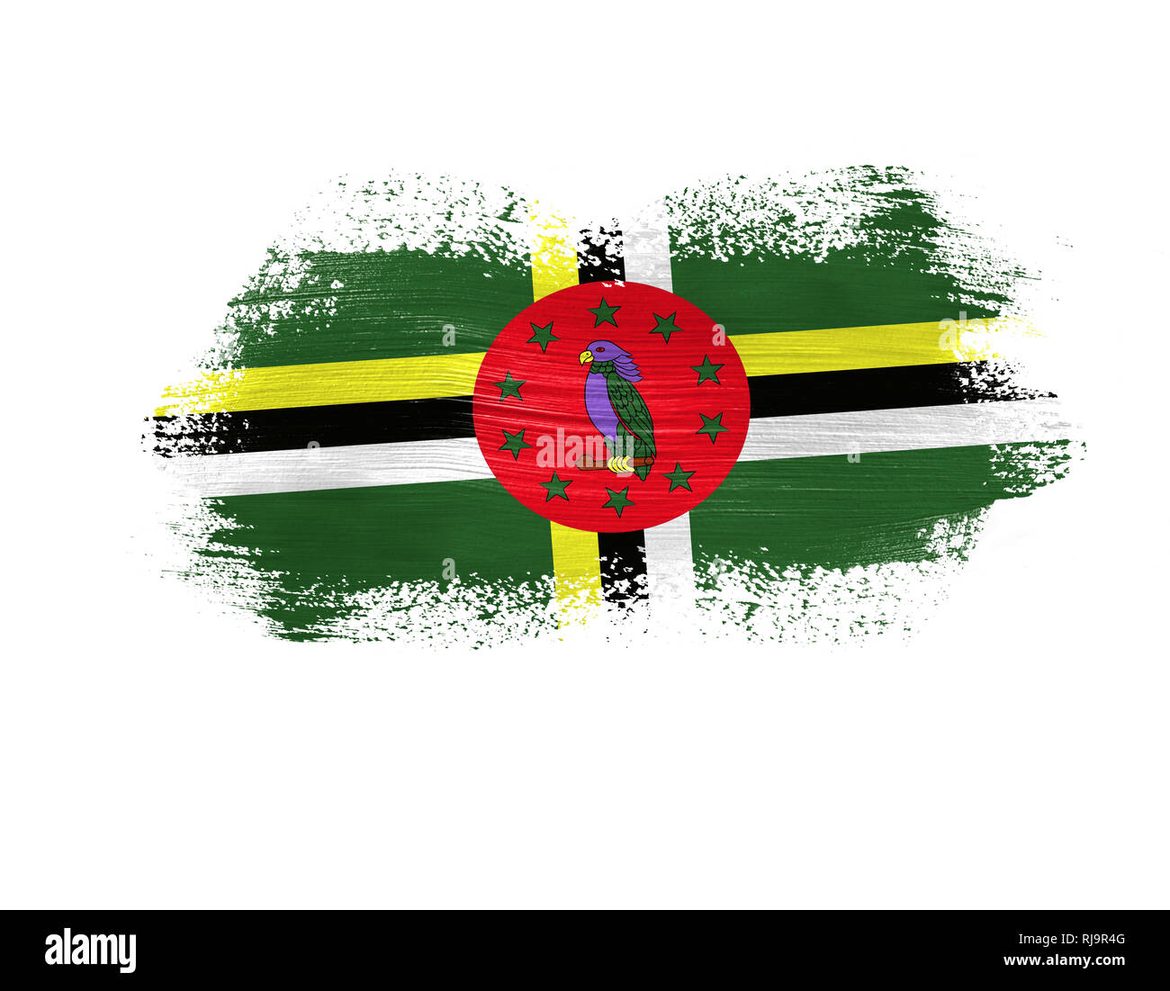 brush painted flag of Dominica isolated on white background Stock Photo ...