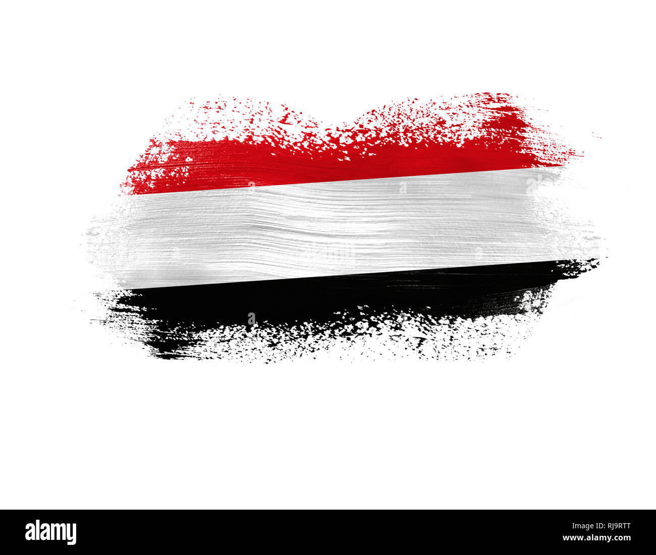 brush painted flag of Yemen isolated on white background Stock Photo ...