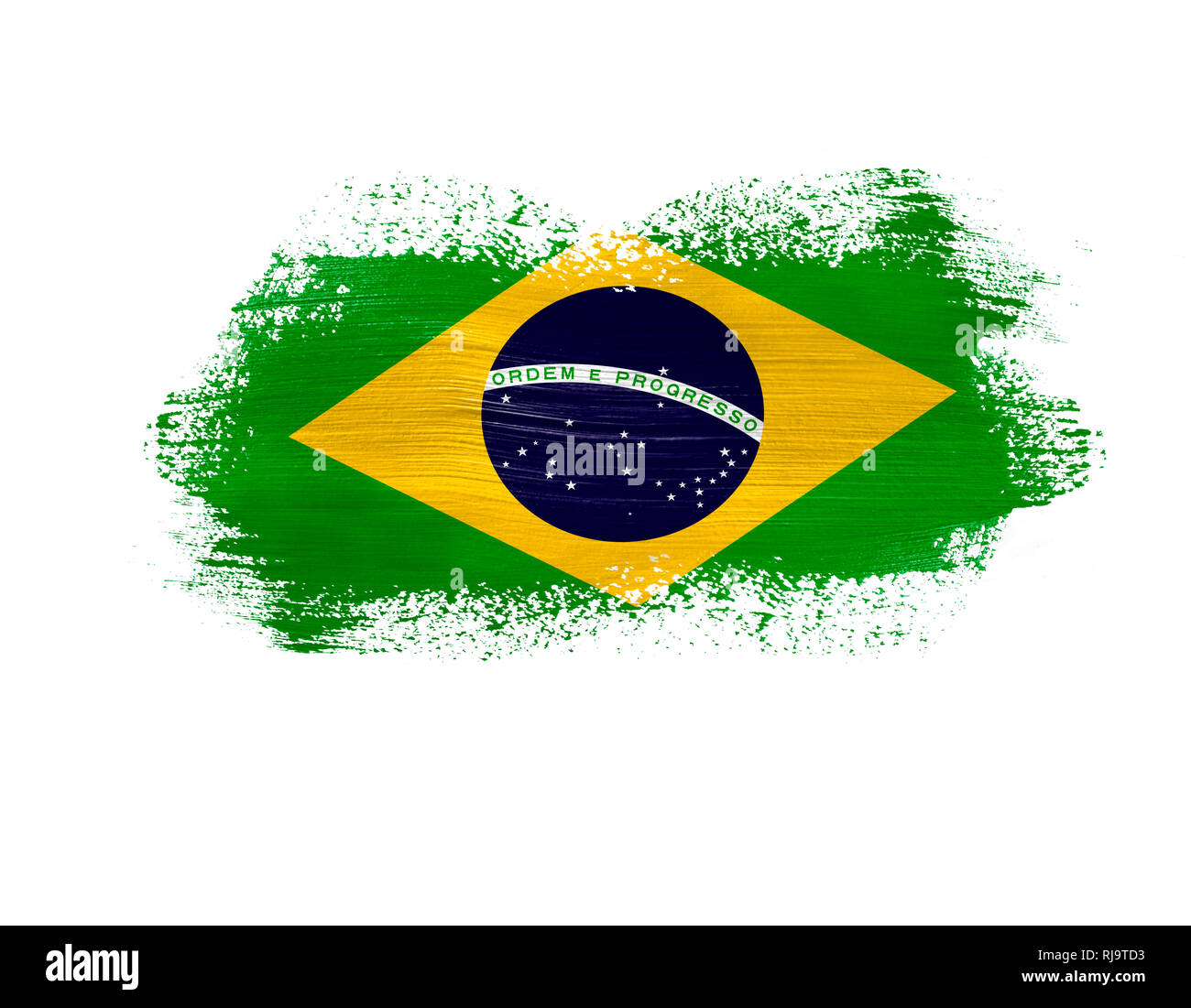 brush painted flag of Brazil isolated on white background Stock Photo ...