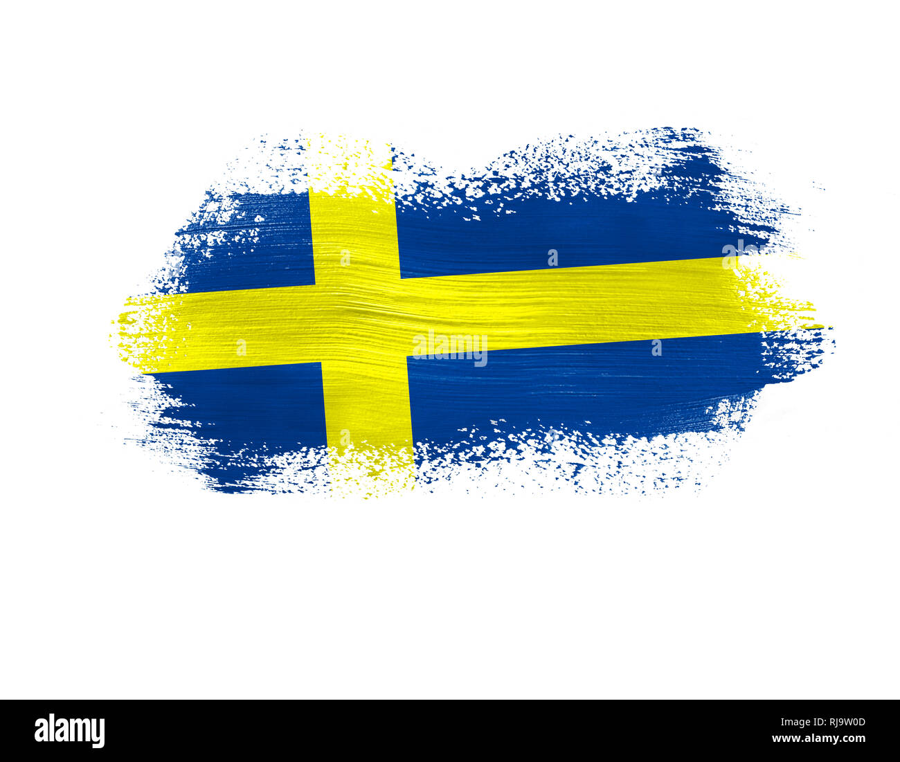 brush painted flag of Sweden isolated on white background Stock Photo ...