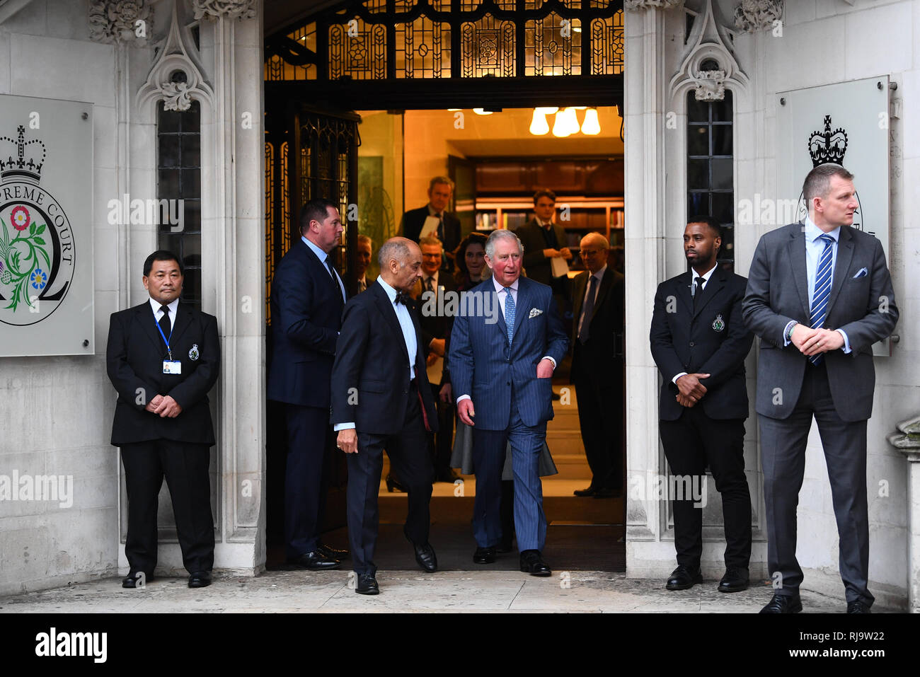 The Prince of Wales during a visit to The Supreme Court of the United Kingdom in Parliament Square, London, to commemorate its 10th anniversary. Stock Photo
