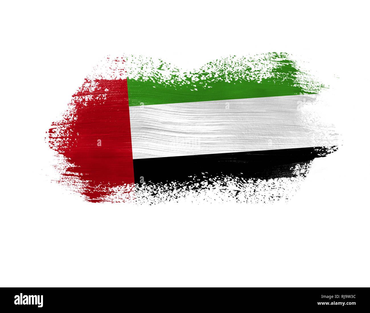 brush painted flag of United Arab Emirates isolated on white background