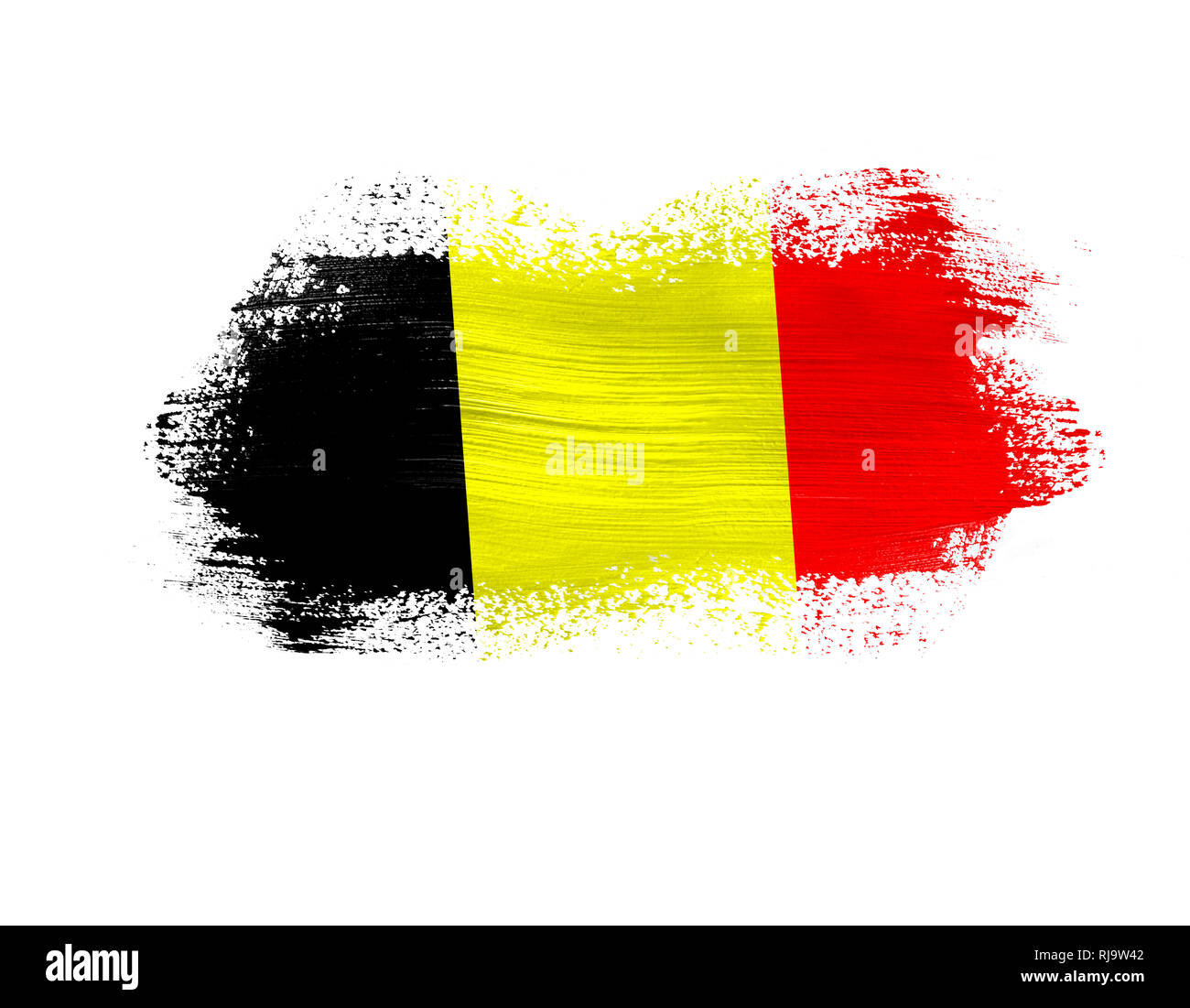 brush painted flag of Belgium isolated on white background Stock Photo ...