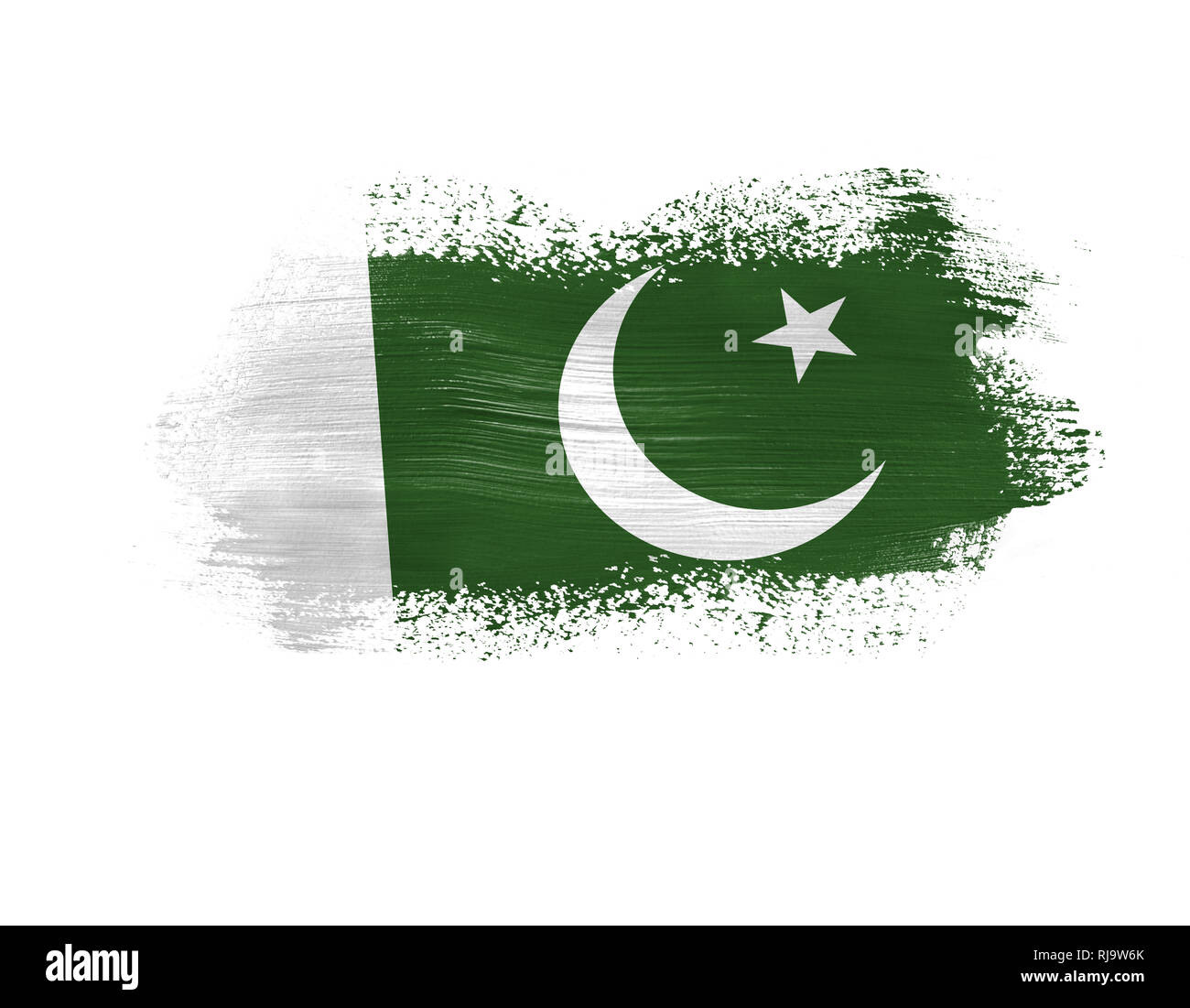 brush painted flag of Pakistan isolated on white background Stock Photo