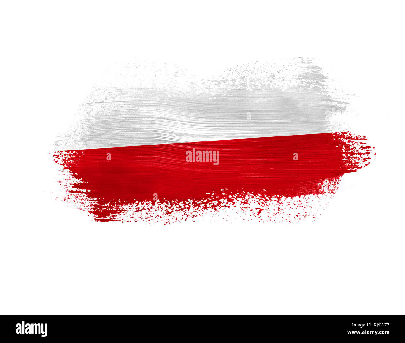 brush painted flag of Poland isolated on white background Stock Photo ...