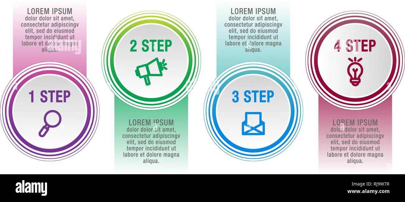 Modern vector illustration 3D. Infographic circles template with four ...
