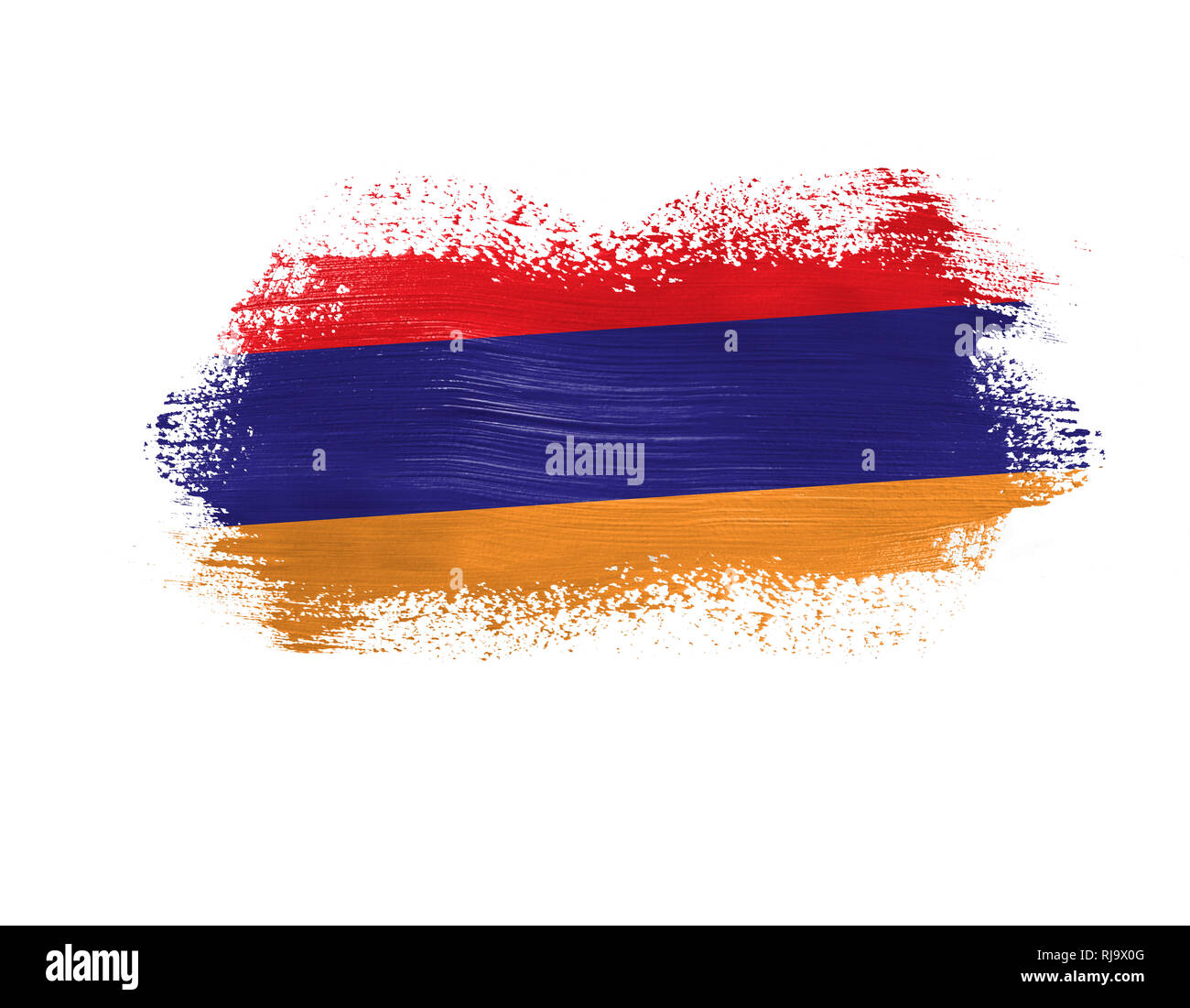 brush painted flag of Armenia isolated on white background Stock Photo ...