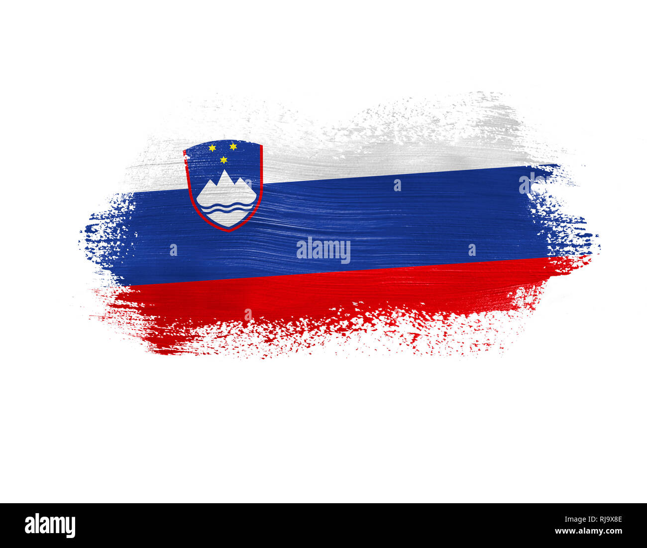 brush painted flag of Slovenia isolated on white background Stock Photo ...