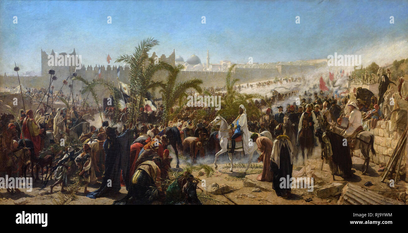 Wilhelm Gentz (1822-1890), Crown Prince Friedrich Wilhelm of Prussia enters Jerusalem in 1869, 1876.  Einzug des Kronprinzen Friedrich Wilhelm von Pre Stock Photo